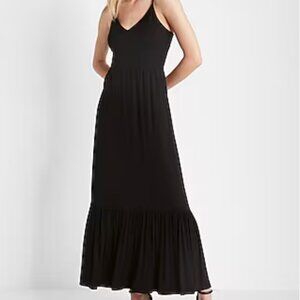 Express – Black Tiered Ruffle V-Neck, Back Cut-Out Maxi Dress (Size XL), NWT